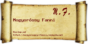 Mogyoróssy Fanni névjegykártya