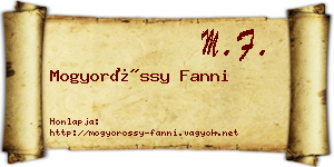 Mogyoróssy Fanni névjegykártya